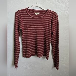 Madewell Burgundy Striped Long Sleeve Top